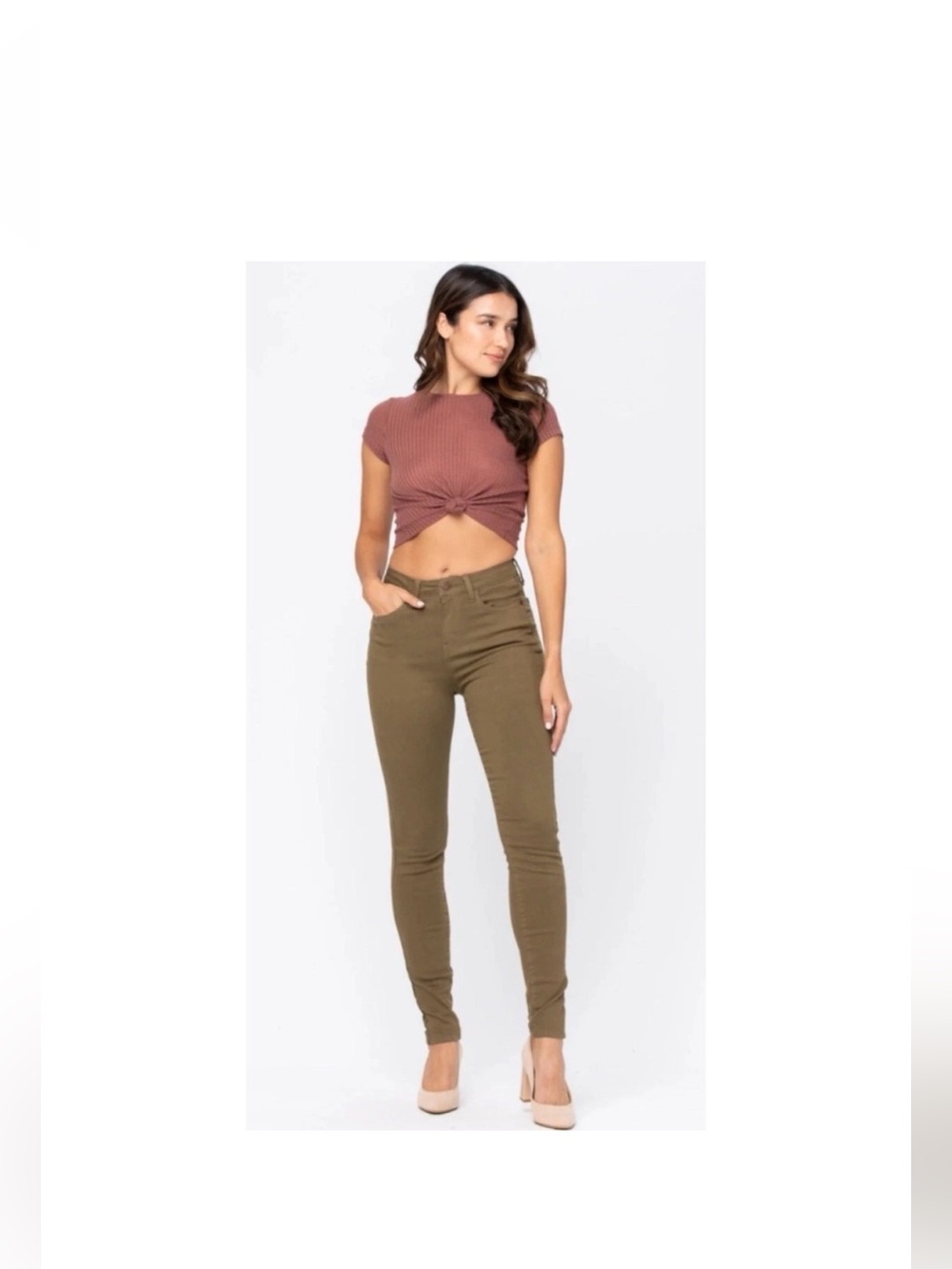 NWT Judy Blue Olive Green High Waisted Skinny Fit Jeans Size 15/32